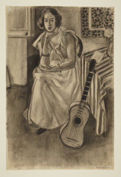 ギターを持った座ったモデル 作： Henri Matisse
