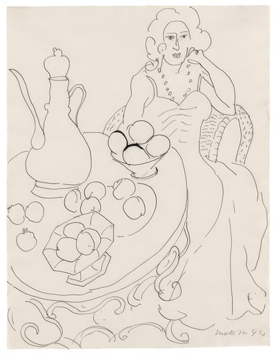 配膳台の前に座る女性 作： Henri Matisse
