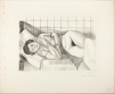 膝をショールに覆われて眠るヌード 作： Henri Matisse