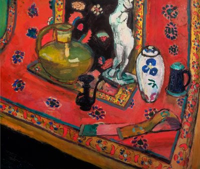オリエンタル・カーペットの上の彫像と花瓶 作： Henri Matisse