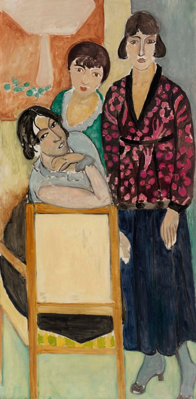 三姉妹と "バラの大理石のテーブル" (Les Trois soeurs à "La Table de marbre rose") 作： Henri Matisse