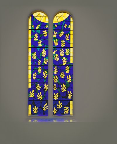 生命の樹のステンドグラス、ロザリオ礼拝堂、ヴァンス 作： Henri Matisse