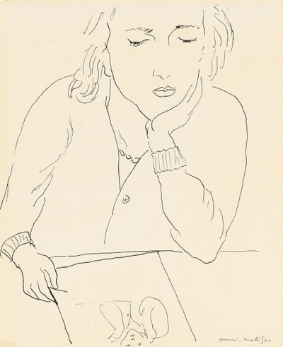 読書する女性（紙にペンとインク） 作： Henri Matisse