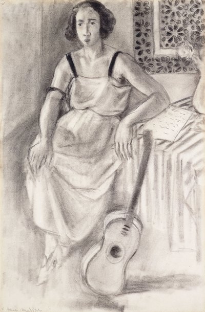 ギターを抱く女 1921-23年頃 木炭・紙 作： Henri Matisse
