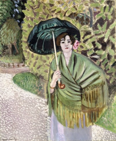 緑の日除けを持つ女性 作： Henri Matisse