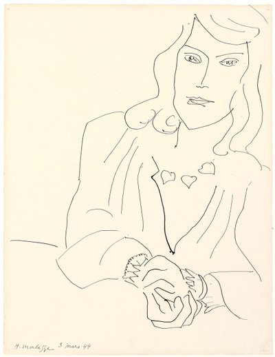 ネックレスをした女性の頭 作： Henri Matisse