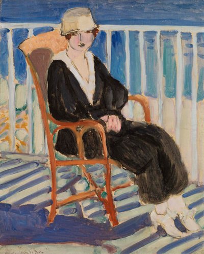 海の上のバルコニーの少女 (Jeune fille au balcon sur la mer) 作： Henri Matisse