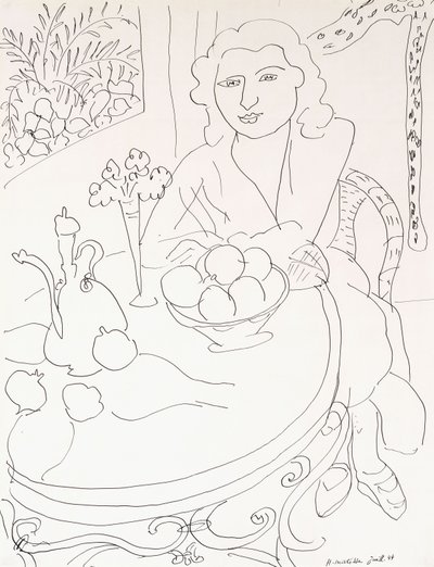 テーブルの若い女性 作： Henri Matisse