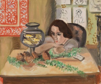 水族館の前の若い女性（Jeune fille devant un aquarium） 作： Henri Matisse