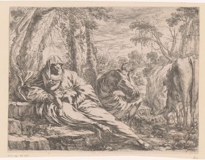 エジプトへのフライトで休憩 作： Henri Mauperché (possibly)