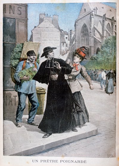 1897年、カトリックの司祭がフランスの路上で女性に刺された 作： Henri Meyer
