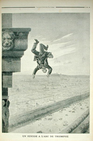 凱旋門での自殺、ルプティジャーナル、1898年5月8日 作： Henri Meyer