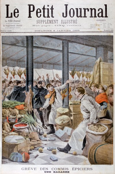 1899年パリの食料品店ストライキ中の戦い 作： Henri Meyer