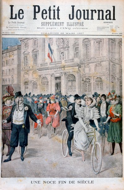 自転車での結婚式、フランス、1897 作： Henri Meyer
