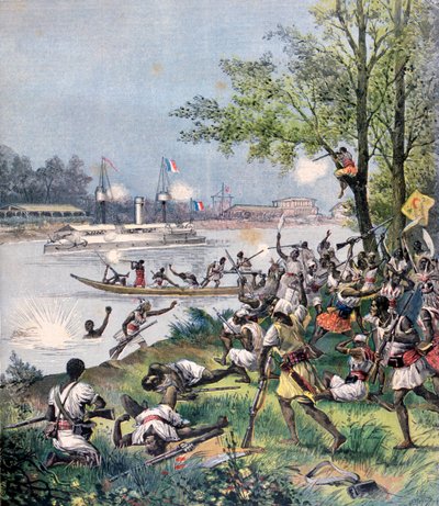 1892年のフランス人によるダホメイ村民への攻撃 作： Henri Meyer