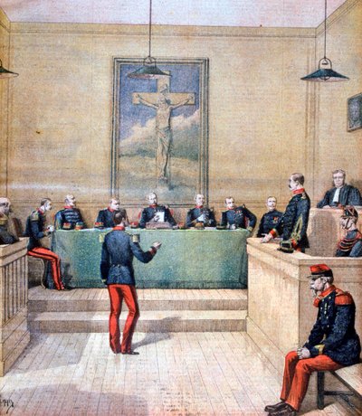 軍法会議前のドレイファス船長、1894 作： Henri Meyer