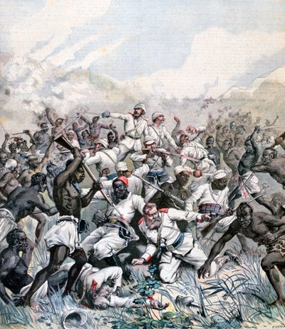 1891年のアフリカでのドイツ遠征の破壊 作： Henri Meyer