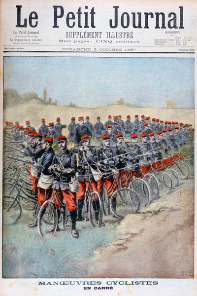 1897年に操縦する広場にあるフランス軍自転車軍団 作： Henri Meyer