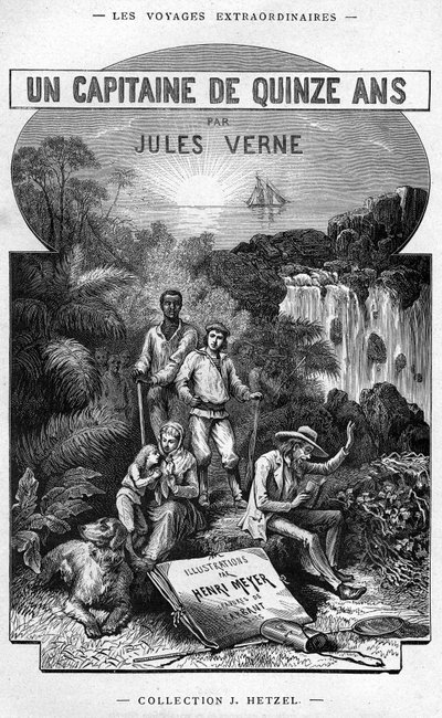 ジュール・ヴェルヌの本「15年の船長」の口絵、ヘッツェル版-臨時航海1878 作： Henri Meyer