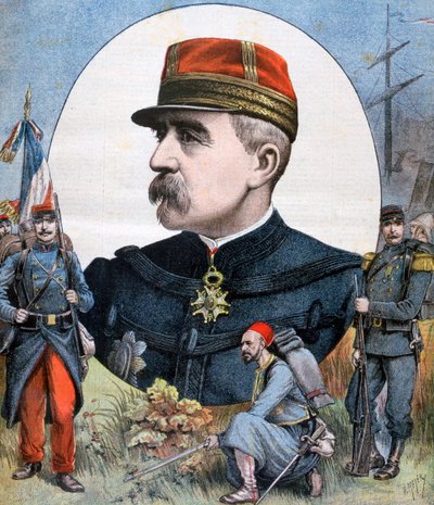 1894年、マダガスカルへのフランス遠征軍の司令官、ジャックデュシェヌ将軍 作： Henri Meyer
