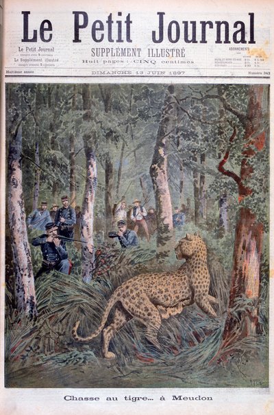 絶滅したヒョウを狩る、ムードン、パリ、1897 作： Henri Meyer
