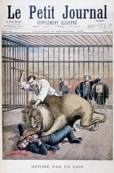 ライオンの攻撃、1895 作： Henri Meyer