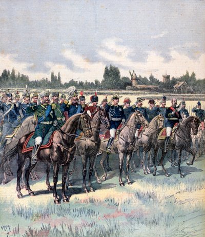 1891年7月14日、ソシエ将軍と外国軍が所属する軍事レビュー。 作： Henri Meyer