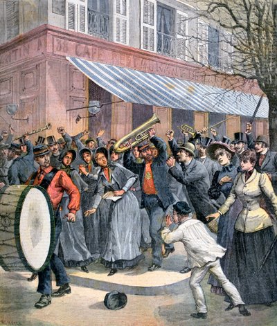 1892年にパリでドラマーが見物人に銃撃され、救世軍が行進 作： Henri Meyer