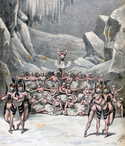 ジャック・オッフェンバッハ作の「航海から月へ」のスノーバレエ、1892 作： Henri Meyer