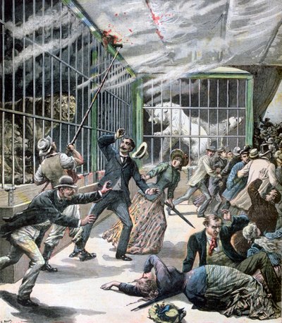 1891年、フランス、モンソーレミーヌの動物園での事件 作： Henri Meyer