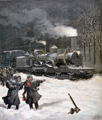 1892年フランス、雪で列車が遮断された 作： Henri Meyer