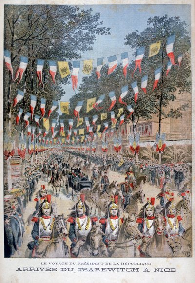 ロシアの皇帝ニコラス2世とフランスのフェリックスフォール大統領が1896年にニースに到着 作： Henri Meyer