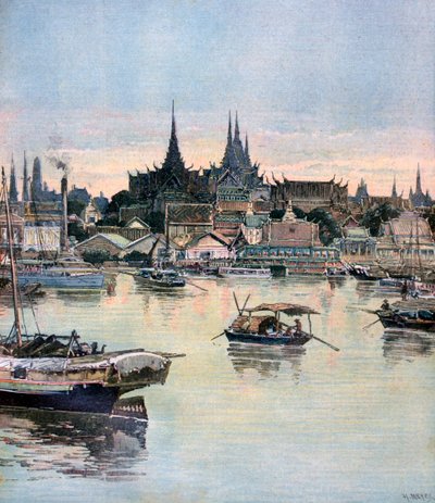 バンコクの眺め、1893 作： Henri Meyer