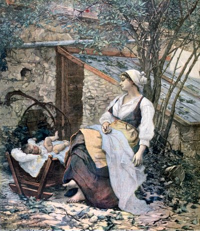 若い母親、1891年 作： Henri Meyer