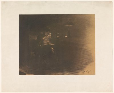 読書する女性のいる暗い部屋 作： Henri Patrice Dillon (signed by artist)