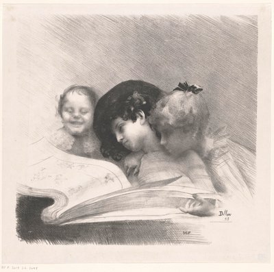 画集を見る3人の女の子 作： Henri Patrice Dillon
