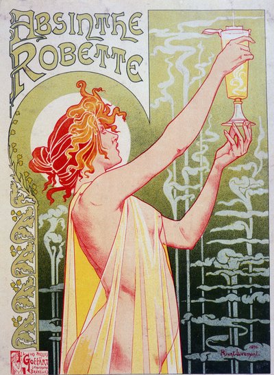 Privat Livemont社の "Absinthe Robette "の広告ポスター 作： Henri Henri Antoine Théodore Livemont