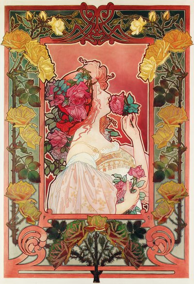 バラの香り、1890年頃（キャンバスに油彩） 作： Henri Henri Antoine Théodore Livemont