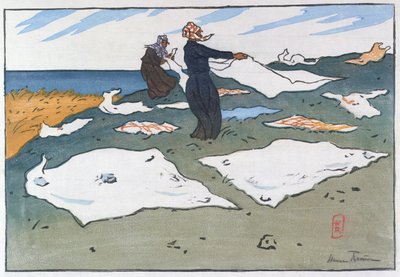 Breton Washerwomen by the Sea、1900年頃（カラーリソ） 作： Henri Rivière