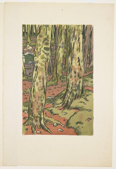 Loguivy の森の中の洗濯物 作： Henri Rivière
