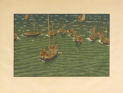 トレブールに停泊中のボート 作： Henri Rivière