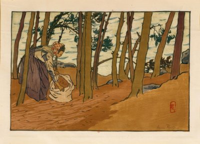 松葉を拾う女 (Bors du Trieux, Loguivy) 作： Henri Rivière