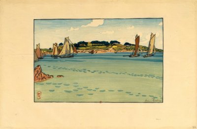 アンリ・リヴィエール、正面のガバレス ….. 作： Henri Rivière