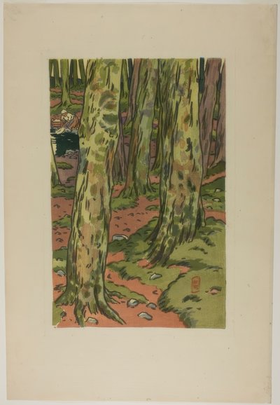 Loguivy の森の中の洗濯物 作： Henri Rivière