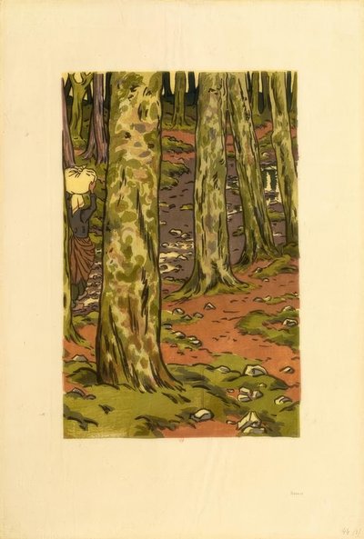Loguivy の森の中の洗濯物 作： Henri Rivière