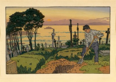 トレブールのサンジャン墓地の墓掘り人 作： Henri Rivière