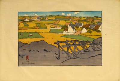 テルトル（サン ブリアック）から見たラ シャペルの村 作： Henri Rivière