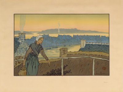 夕方のロギヴィ 作： Henri Rivière