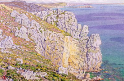 モルガト、ポートハオールの断崖（紙に水彩） 作： Henri Rivière