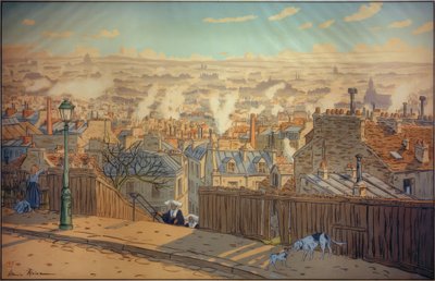 モンマルトルを望むパリ 作： Henri Rivière